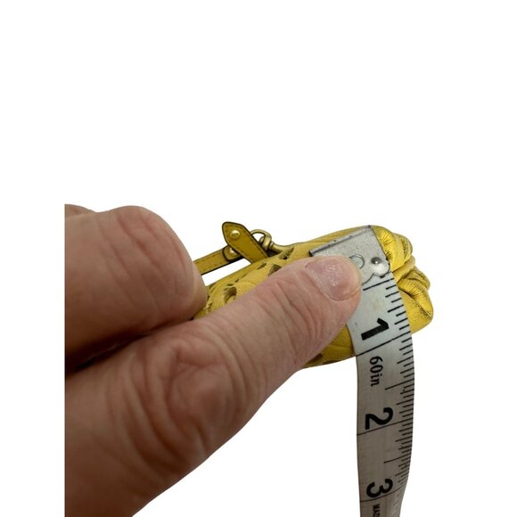 Coach Leather Daisy Eyelet Perforated Wristlet Bag Mini Marigold Yellow - Picture 10 of 10